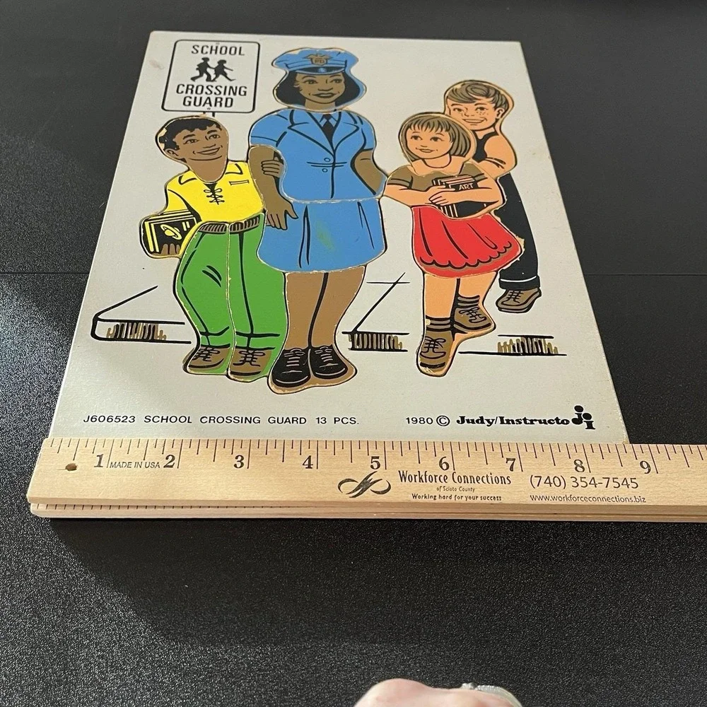 Vintage 1980 Judy Wooden Puzzle SCHOOL CROSSING GUARD #J606523 13pc Made in USA